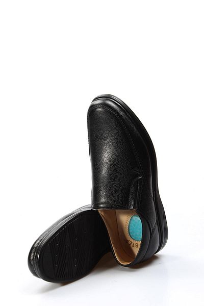 Ayakkabıhane Inside and Outside Genuine Leather Black Orthopedic Men's Casual Daily Shoes Ah0781513211301