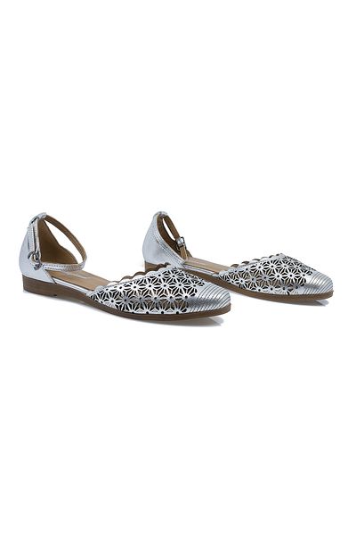 Caspiansea Women's ballet flats, Caspian, Cas-182, casual, genuine leather, silver, 36