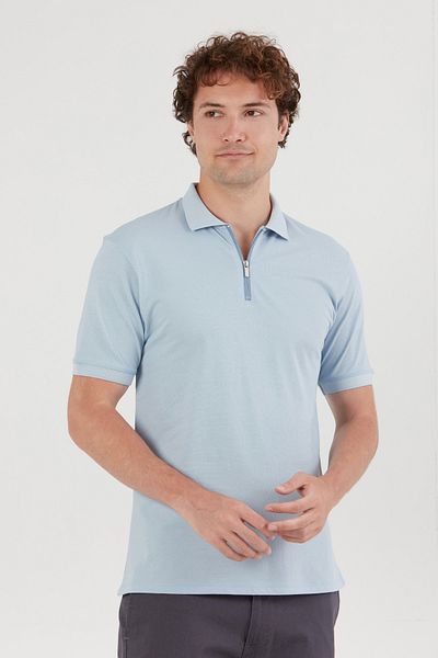 Fulla Moda Tricou de bază cu guler polo cu jumătate de fermoar