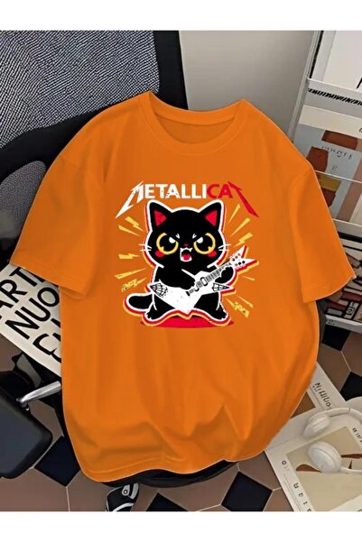 Madali Boutique Unisex Ανδρικό/Γυναικείο μπλουζάκι Metallicat Cat με πολύχρωμ...