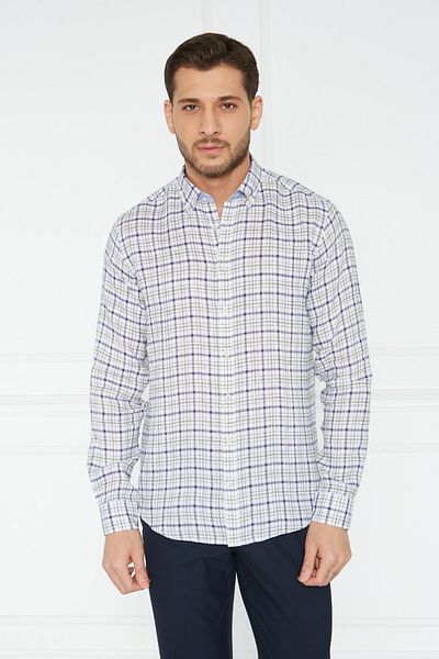Paşahan Πουκάμισο Giorgianni με κουμπιά καρό λινό Slim Fit
