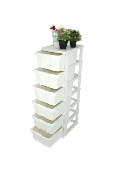 Saharaz 6-layer Drawer Storage Cabinet,multifunctional,floor-standing,sturdy And Durable,with Wheels,white