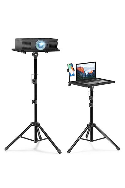 FlashHawk Adjustable Projector Stand Tripod,Laptop Tripod with Phone Holder,Adjustable Laptop Floor Stand