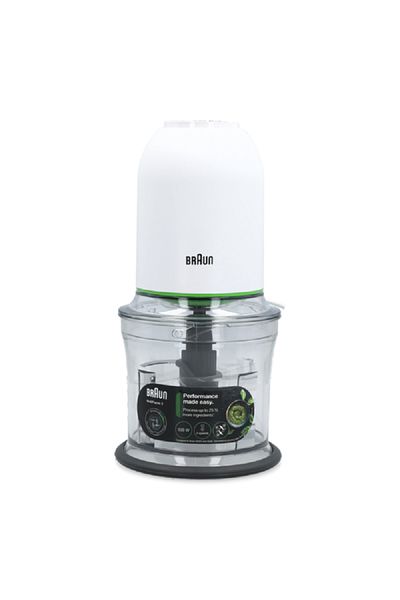 Braun 500W 2-Speed 2-in-1 MultiPractic 3 Chopper with Advanced Quad Blade Technology White and Clear 500ml