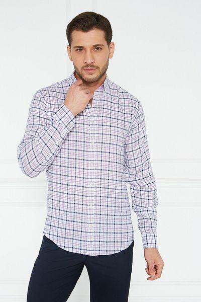 Paşahan Πουκάμισο Giorgianni με κουμπιά καρό λινό Slim Fit
