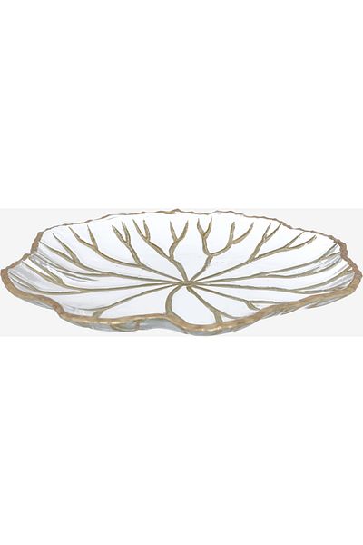 Alsaif Gallery Glass Dessert Plate Alsaif Gallery, 25×25×3 cm, Circular - Golden