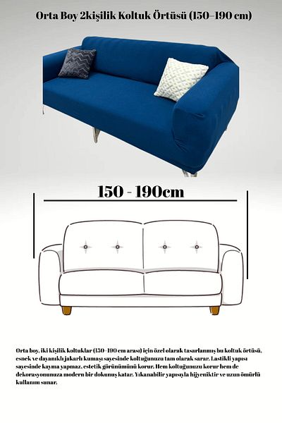 uzhanem Medium Size 2-Seater Seat Cover (150–190 cm) Lycra Flexible Elastic Non-Slip