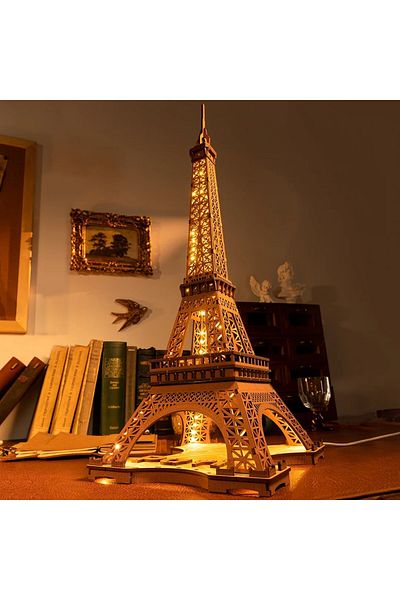 Robotime Eiffel Tower Night Light - 3D Mechanical Wooden Puzzle - 164 Pieces