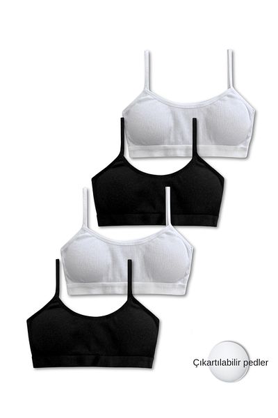 GizaKids 95% Cotton Girls' Thin Strap Training Bra Set of 4 |   Half Athlete