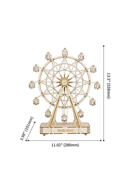 Robotime Carnival Wheel Music Box - 3D Mechanical Wooden Puzzle - 232 Pieces