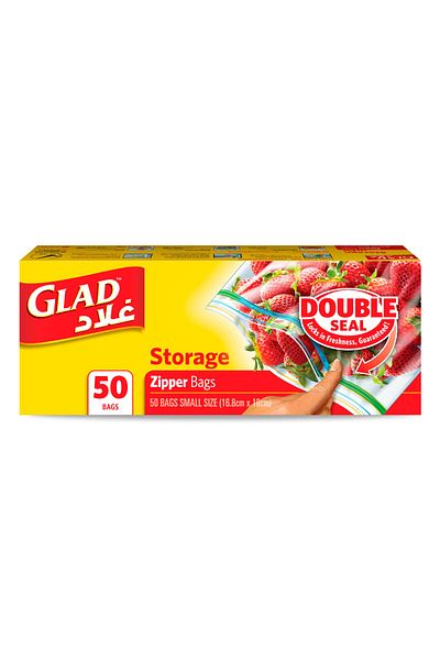Glad Storage Zipper Bags, Size 16.8cm x 18cm 50 pcs