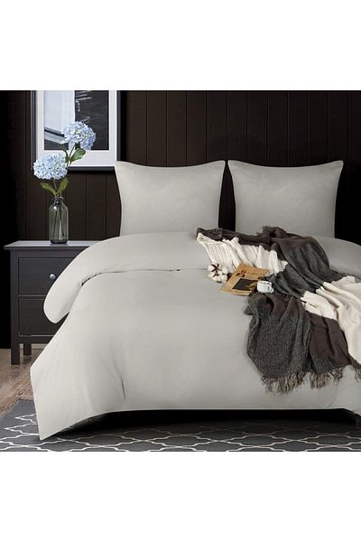 BAŞKENTBAYRAK NTBAY bed linen set, 3 pieces, microfiber, light gray
