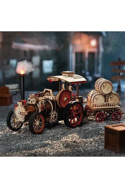 Robotime Steam Engine Car - 3D Mechanical Wooden Puzzle - 469 Pieces