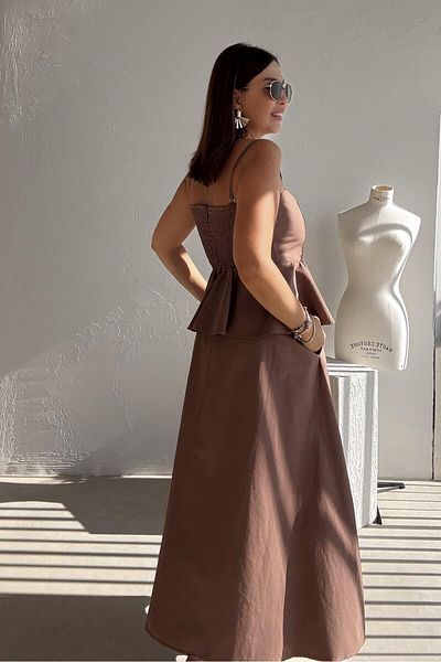 ELVAN TOLON Brown bustier skirt set