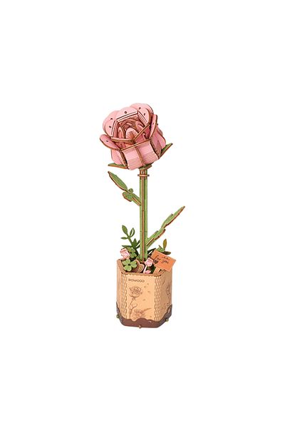 Robotime Pink Rose - 3D Wooden Puzzle - 104 Pieces