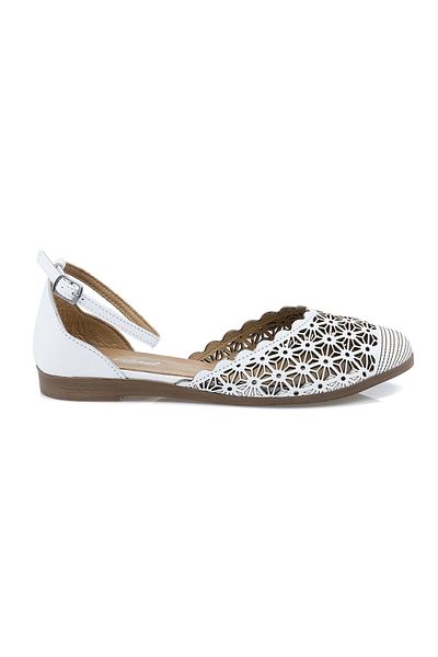 Caspiansea Women's ballet flats, Caspian, Cas-182, casual, natural leather, white, 36