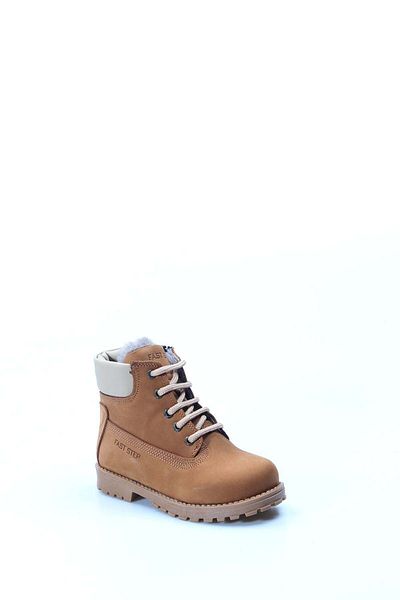 Ayakkabıhane Furry Inside and Genuine Leather Outside Unisex Tan Zippered Children's Boots Ah07006111611002