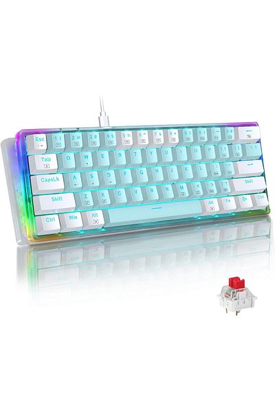 e-yooso Z-11T Mechanical Keyboard,Blue Switches Mechanical Gaming Keyboard with RGB Backlight,61 Keys