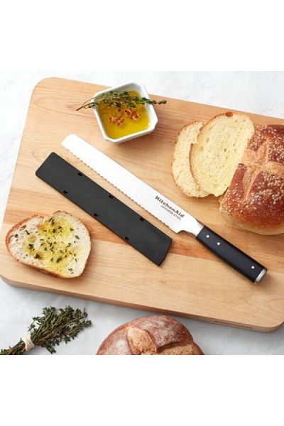 Kitchen Aid High-Carbon Japanese Steel Eastern Style Gourmet Bread Knife with Sheath Silver and Black