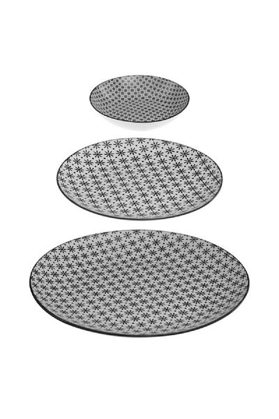 Secret de Gourmet Flower Dinner Set Black and White