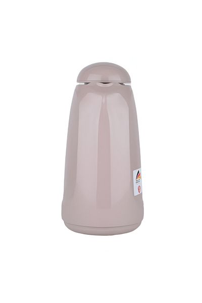 Valk Double Wall Glass Anti-Leakage Wide Mouth Vacuum Flask with Push Cover Light Coffee 1 Liter