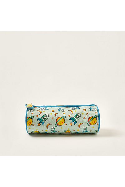 Juniors Space Print Pencil Pouch With Zip Closure