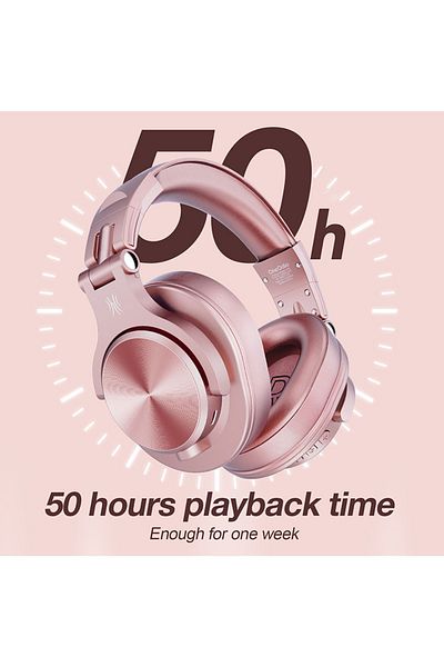 Oneodio A70 Bluetooth Over Ear Headphones, Wireless Headphones w/ 72H Playtime, Hi-Res, 3.5mm/6.35mm Pink