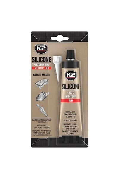 K2 High Temperature Silicone Sealant, K2, Resistant to +350°C, Red, 85g