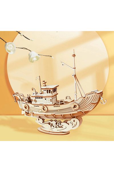 Robotime Vintage Fishing Boat - 3D Wooden Puzzle - 118 Pieces