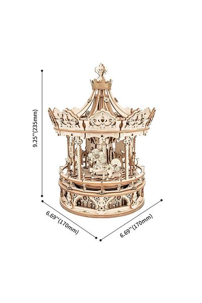 Robotime Vintage Carousel Music Box - 3D Mechanical Wooden Puzzle - 336 Pieces