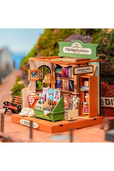 Robotime Cozy Bookcase - DIY 3D Miniature House - 68 Pieces
