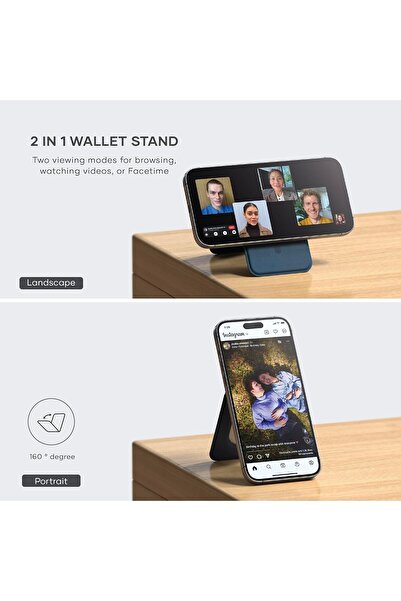 Satechi MagSafe Vegan-Leather Magnetic Wallet Stand (4 Card Slots, NFC Pass-Through)