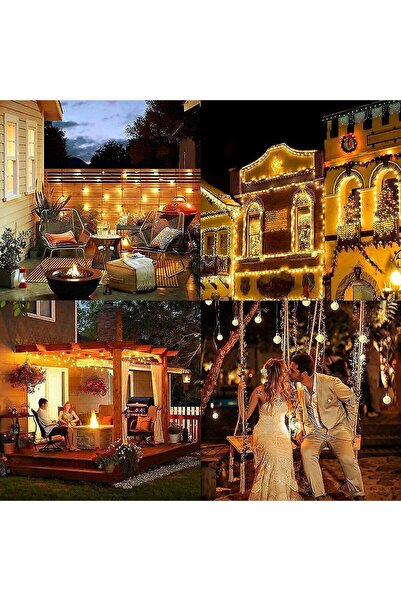 Generic سلسلة مصابيح شمسية خارجية من ريداري، مصابيح خرافية على شكل كرة بلورية بيضاء دافئة مقاومة للماء تعمل بالطاقة الشمسية