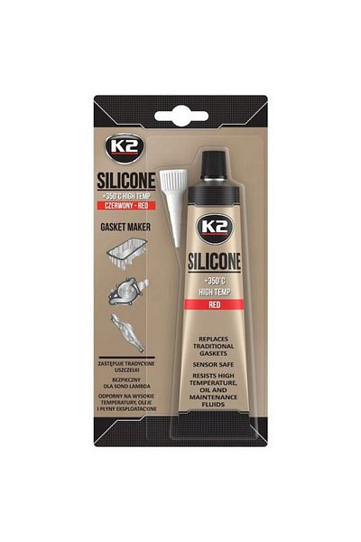 K2 High Temperature Silicone Sealant, K2, Resistant to +350°C, Red, 85g
