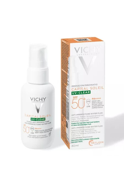 Vichy Protectie solara faciala hidratanta, CAPITAL SOLEIL UV CLEAR SPF50+, 40 ml