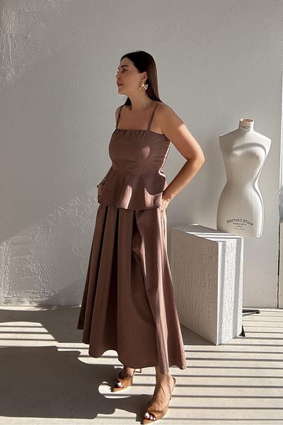 ELVAN TOLON Brown bustier skirt set