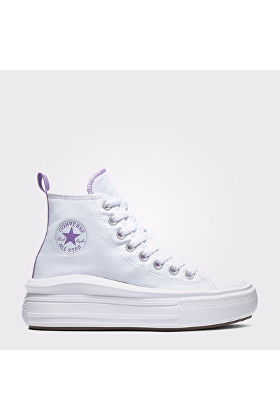 Converse Chuck Taylor All Star Move Platform Çocuk Mor Detaylı Beyaz Sneaker