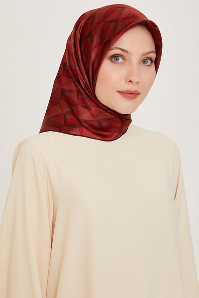 Armine Σειρά Nostalgia Μεταξωτό Φουλάρι Twill 9204D Γεωμετρικό Μοτίβο Μπορντό-56