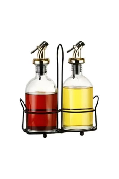 wei inox Set oliviera, 2 piese, cu suport, sticla/metal, 350 ml