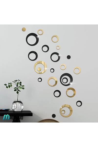 MaffStuff Oglinzi Decorative de Perete Cercuri Negru & Gold – Design Modern și Elegant