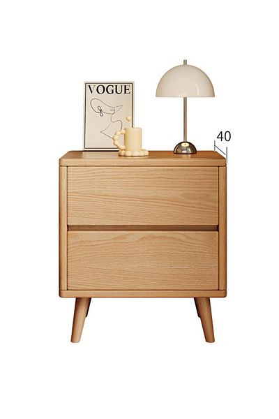 sharpdo Nordic Style Bedroom Cabinet, Minimalist Nightstand with 2 Drawers 50*40*52CM