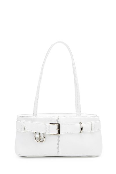 minebag Women's Shoulder Bag Birdy White with Belt Detail
