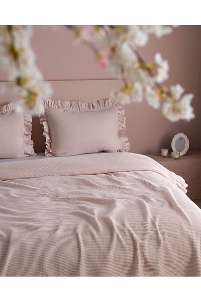 Madame Coco Fidelitas Double 100% Cotton Bedspread - Powder