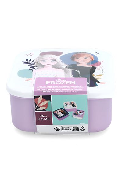 Stor 3-Piece Frozen Themed Square Shaped Plastic Nesting Snack Box Set Multicolor