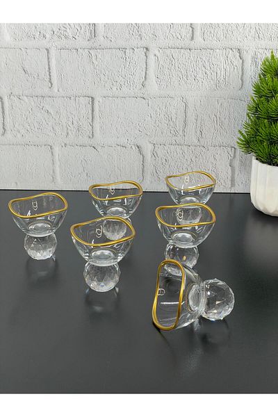 YzHome 6-Person Glass Diamond Footed Coffee Side Turkish Delight Sauce Bowl