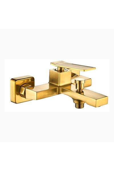 Danube Home Milano Teriz Bath Shower Mixer Tap with Hand Shower|Brass Shower Mixer for Toilet L20xW14xH26cm-Gold