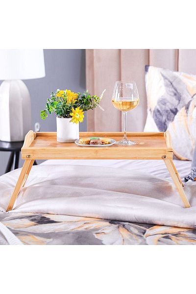Danube Home Loretta Bamboo Breakfast Table Bamboo | Modern Houseware Serving Table | L 50 X W 31 X H 2 Cm-Beige