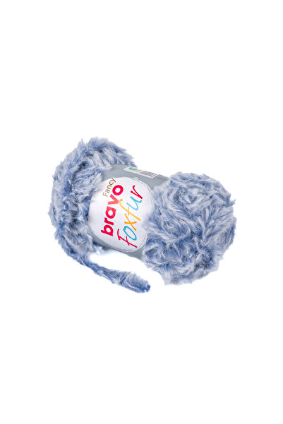 Bravo خيوط فرو 100 جرام 50 متر (رمز اللون: 85) أزرق أبيض ميلانج
