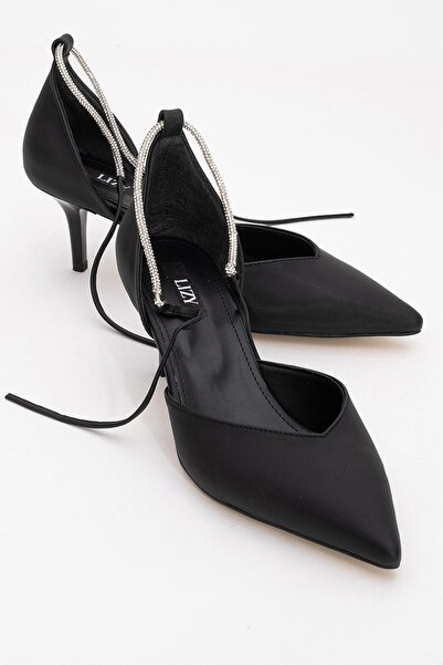 Lizy Shoes Pantofi de damă cu toc și detaliu din șireturi din satin