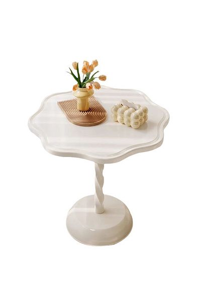 sharpdo Ins Style Side Table Movable Small Round Table Petal Shape Side Table 40*40*55cm